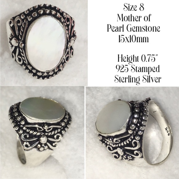 ✨ Mother Of Pearl Gemstone Vintage Handmade Ring - Picture 5 of 5